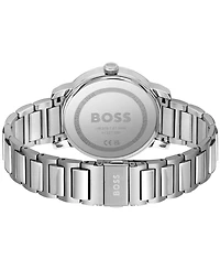 Hugo Boss Men's Dean Quartz Basic Calendar Silver-Tone Stainless Steel Watch 41mm