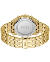 Hugo Boss Men's Skytraveller Quartz Fashion Chrono Ionic Plated Thin Gold-Tone Steel Watch 44mm