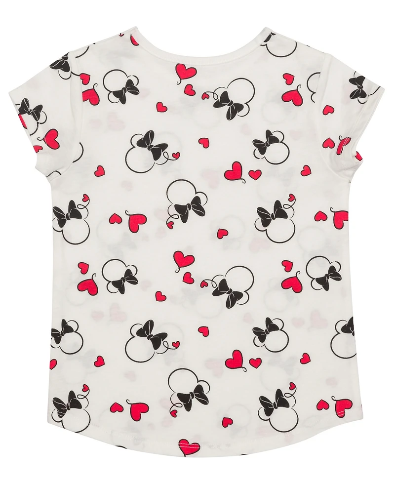 Disney Little Girls Minnie Hearts Short Sleeve T-shirt and Dress, 2 Pc. Set
