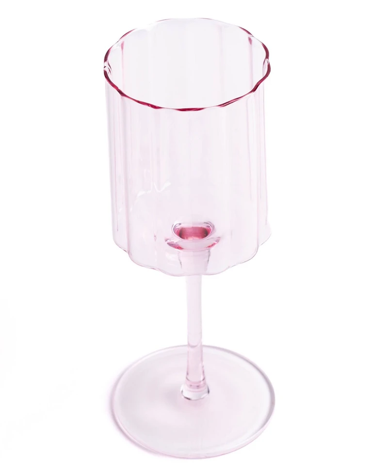 Jeanne Fitz Scalloped Rim Fluted Wine Glasses, Set of 4