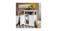 Freestanding Bathroom Floor Cabinet with Double Shutter Doors