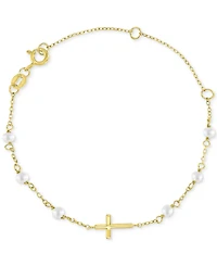 Children's Imitation Pearl & East West Cross Chain Bracelet