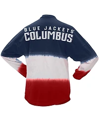 Women's Spirit Jersey Navy, Red Columbus Blue Jackets Ombre Long Sleeve T-shirt