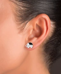 Black Spinel (1/4 ct. t.w.) & Lab-Grown White Sapphire (1/10 Elephant Stud Earrings Sterling Silver (Also Ruby B