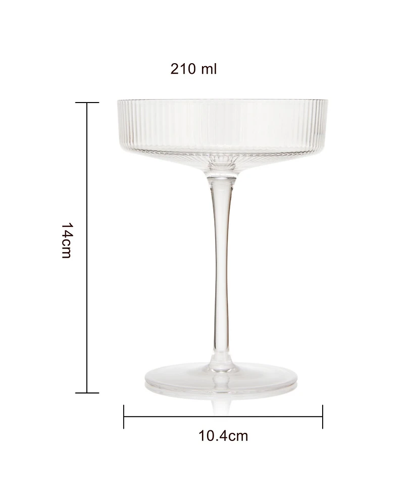 The Wine Savant Ribbed Eve Martini and Champagne Coupe Cocktail Glasses, Set of 2