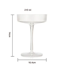 The Wine Savant Ribbed Eve Martini and Champagne Coupe Cocktail Glasses, Set of 2