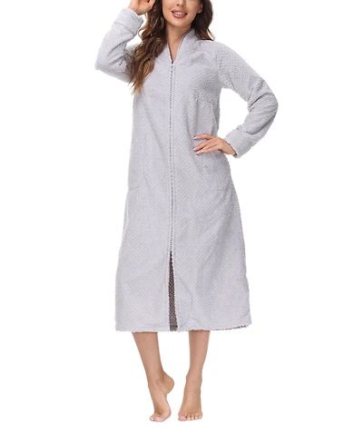 Ink+Ivy Women's Front Zipper Plush Robe