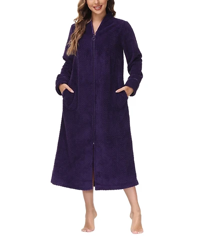Ink+Ivy Women's Front Zipper Plush Robe