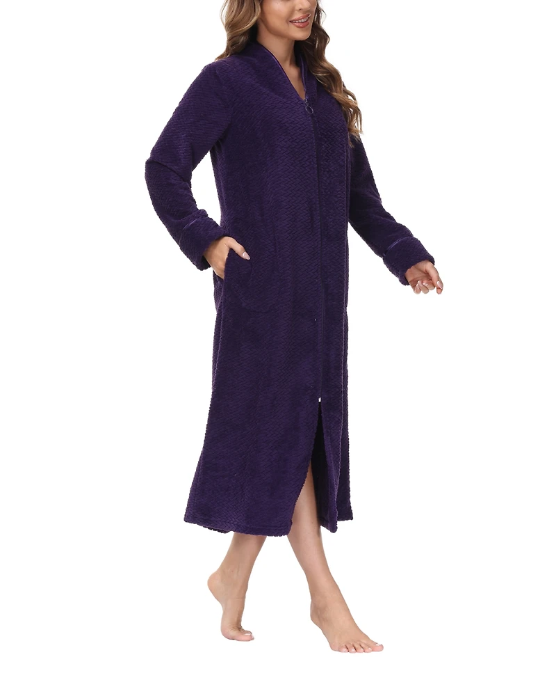 Ink+Ivy Women's Front Zipper Plush Robe