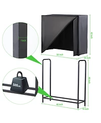 Lugo Heavy-Duty Waterproof Outdoor Firewood Rack with Cover 4ft