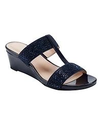Bandolino Women's Iluvit Embellished T-Strap Wedge Sandals