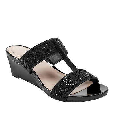 Bandolino Women's Iluvit Embellished T-Strap Wedge Sandals