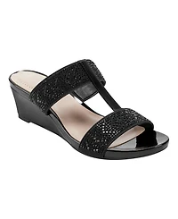 Bandolino Women's Iluvit Embellished T-Strap Wedge Sandals