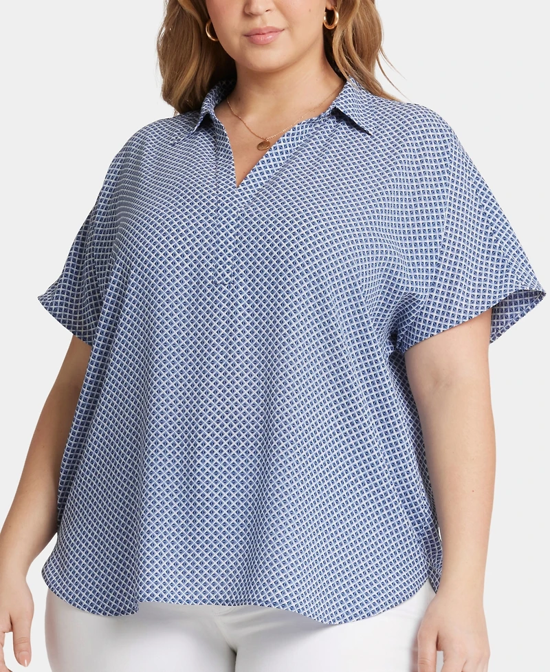 Nydj Plus Becky Short Sleeved Blouse