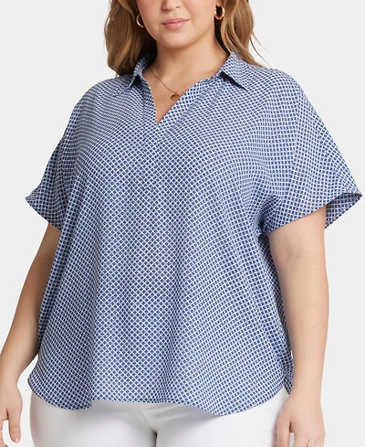 Nydj Plus Becky Short Sleeved Blouse