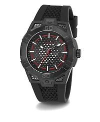 Men's Analog Black Silicone Watch 45mm