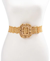 Sam Edelman Women's Scalloped Edge Raffia Woven Belt