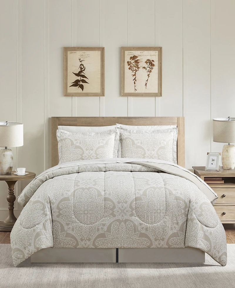 Sunham Neutral Damask 8-Pc. Comforter Set
