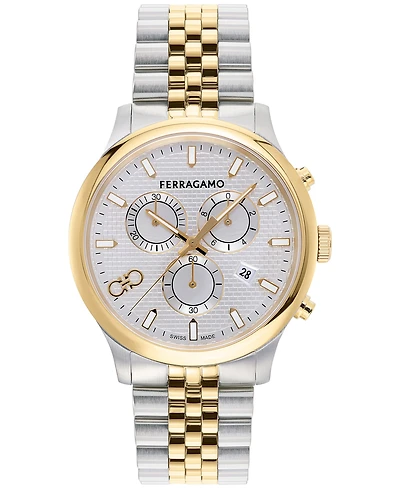 Salvatore Ferragamo Men's Swiss Chronograph Two-Tone Stainless Steel Bracelet Watch 42mm