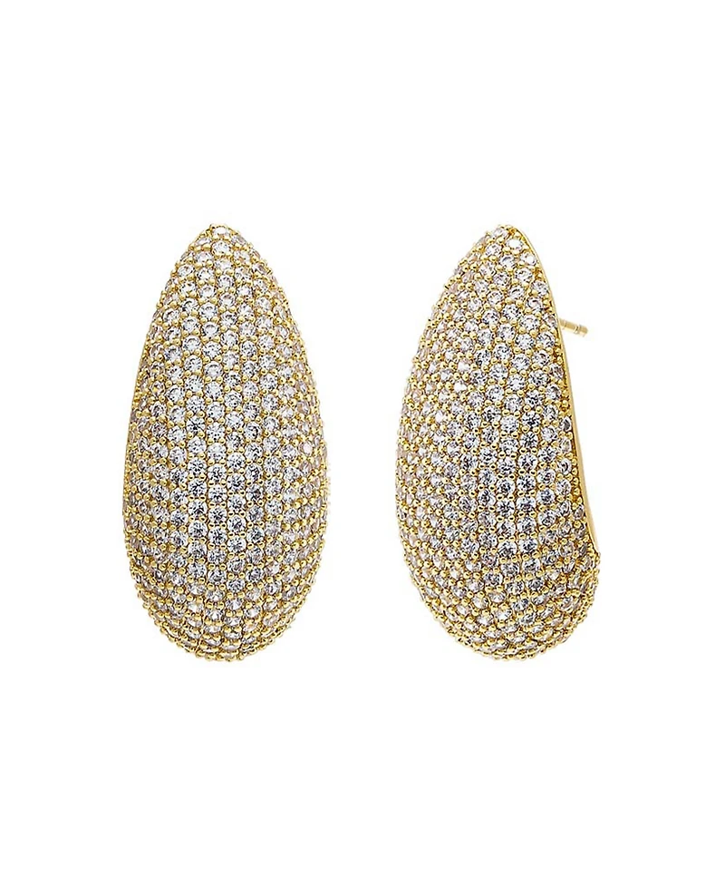 by Adina Eden Pave Puffy Oval on the Ear Stud Earring