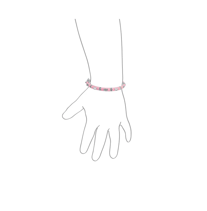 Bling Jewelry Tiny Bangle Bracelet Enamel Cz Pave Hearts Silver Plated Small Wrist 6 Inch