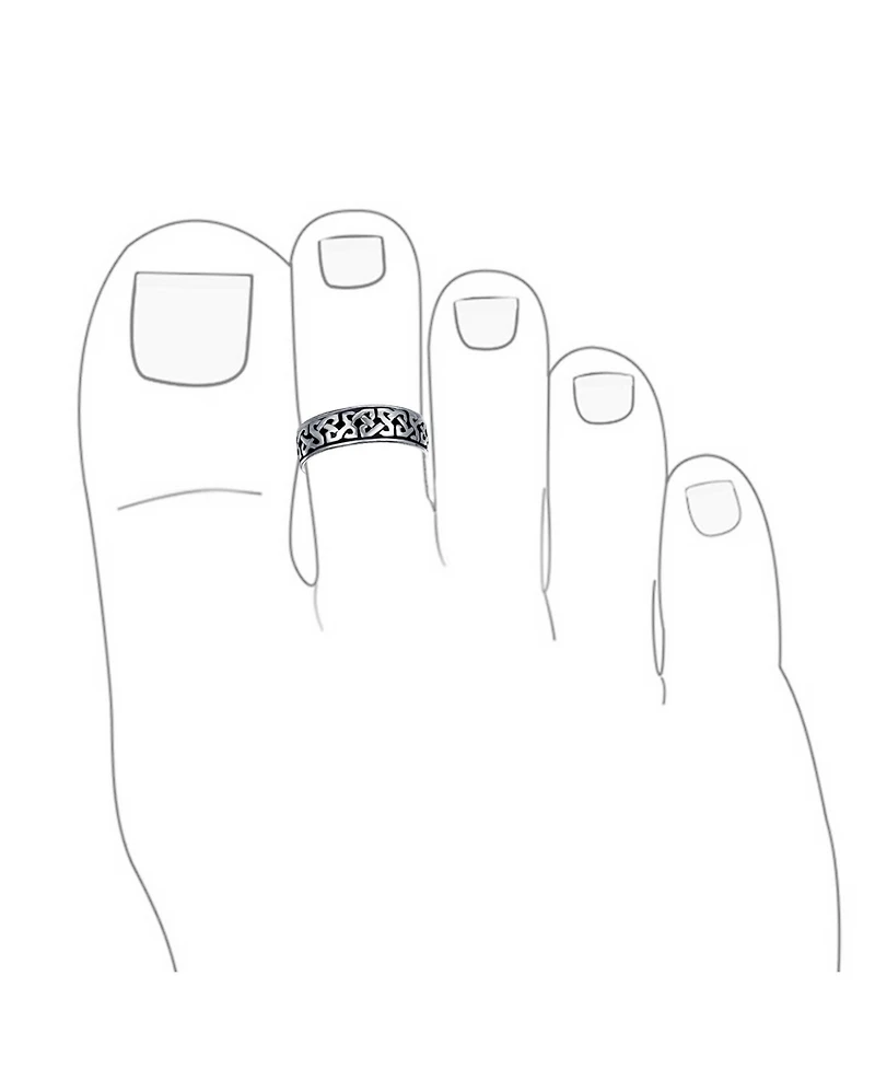 Bling Jewelry Pinky Midi Celtic Trinity Band Toe Ring Oxidized Silver Sterling Adjustable