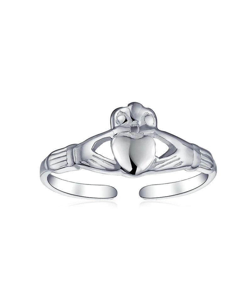Bling Jewelry Bff Spiritual Irish Lovers Celtic Claddagh Heart Midi Toe Ring Band Silver Sterling Adjustable