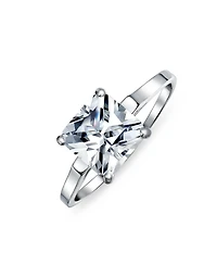 Bling Jewelry Simple 3CT Cubic Zirconia Square Princess Cut Cz Solitaire Promise Ring For Women Thin 1.5 Mm Band