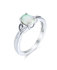 Bling Jewelry Dainty Bff Triquetra Celtic Love Knot Oval Synthetic Opal Ring Promise Sterling Silver