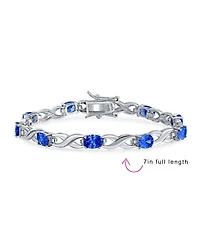 Bling Jewelry 9CT Clear Oval Cz Alternating Romantic Love Knot Symbol Infinity Tennis Bracelet Sterling Silver