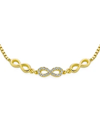 Bling Jewelry Delicate Dainty Symbols Love Knot Trio Multi Cz Accent Infinity Bolo Bracelet Yellow Gold Plated Sterling Silver Adjustable Slide