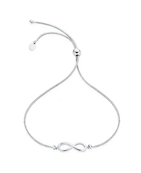 Bling Jewelry Minimalist Simple Slide Love Knot Symbol Infinity Bolo Bracelet Sterling Silver Adjustable