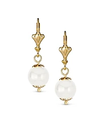 Bling Jewelry Classic Elegant Simple Round Natural Stone Dangle Lever Back Drop Ball Earrings Polished Yellow Gold Plated Brass 8MM