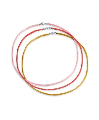 Bling Jewelry Set of Three Satin Cord Necklaces Multi Colors 16 Inch with Silver Clasp