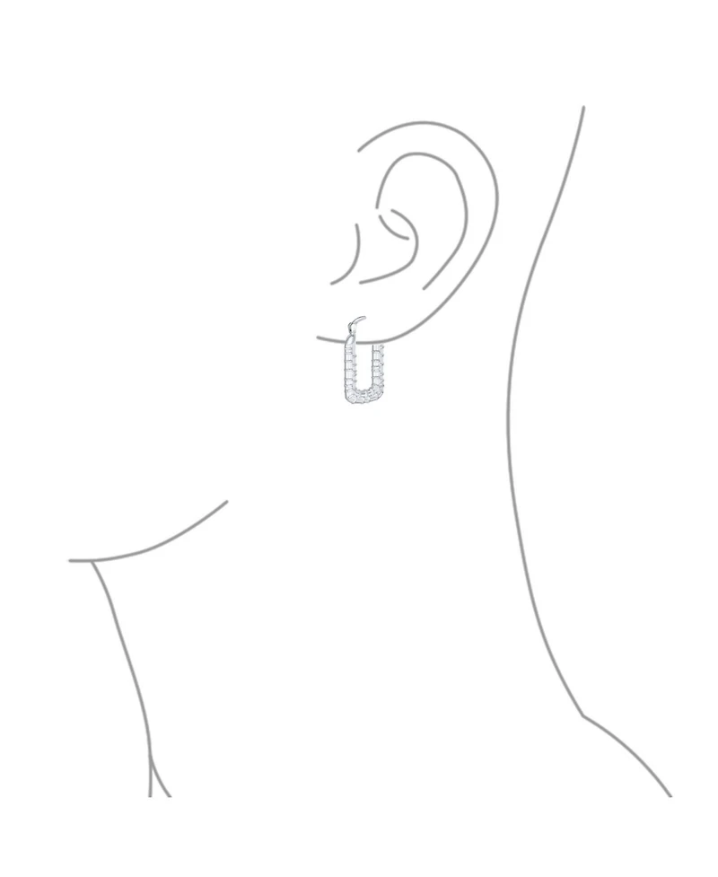 Bling Jewelry Boho Lightweight Large Rectangle Texture Bamboo Hoop Earrings Matte Sterling Silver 1 Inch Diameter