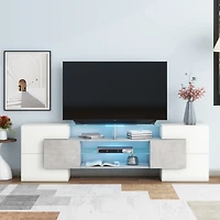 Modern Grey Tv Stand with Led Shelves