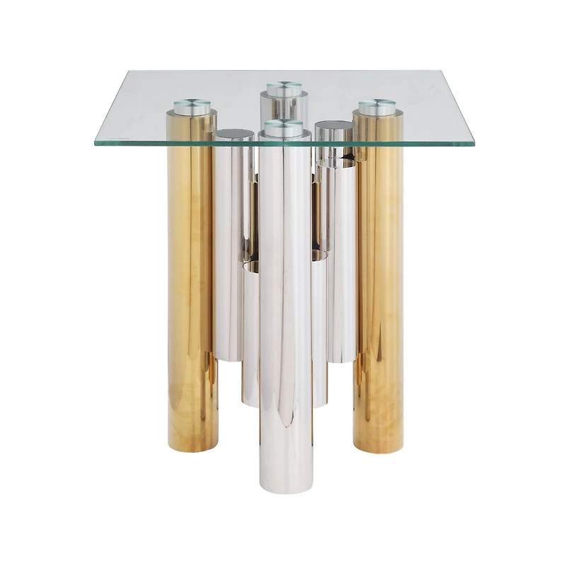 Streamdale 20" Stainless Steel Glass End Table - Modern & Sleek