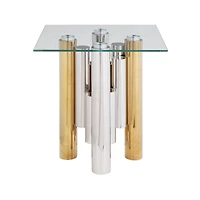 Streamdale 20" Stainless Steel Glass End Table - Modern & Sleek