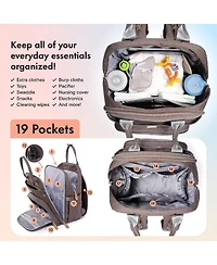 Dikaslon Diaper Bag Backpack with Portable Changing Pad, Pacifier Case and Stroller Straps
