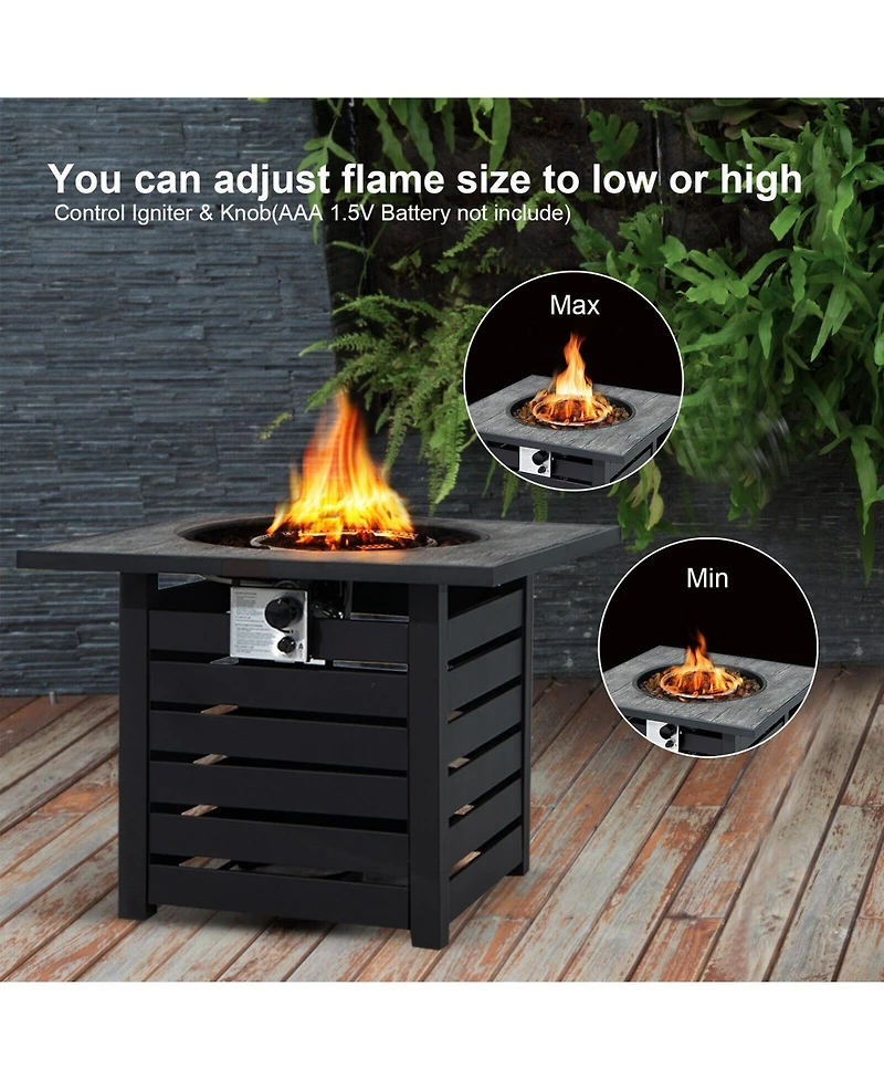 Square Propane Fire Pit Table with Lava Rocks and Rain Cover