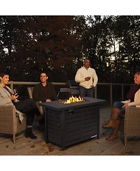 42 Inch 60 000 Btu Rectangular Propane Fire Pit Table with Waterproof Cover