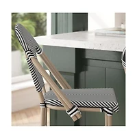 Mael Set Of Two Stacking Bistro Style Counter Stools With Textilene Backs And Seats Metal Frames For Indoor/Outdoor Use