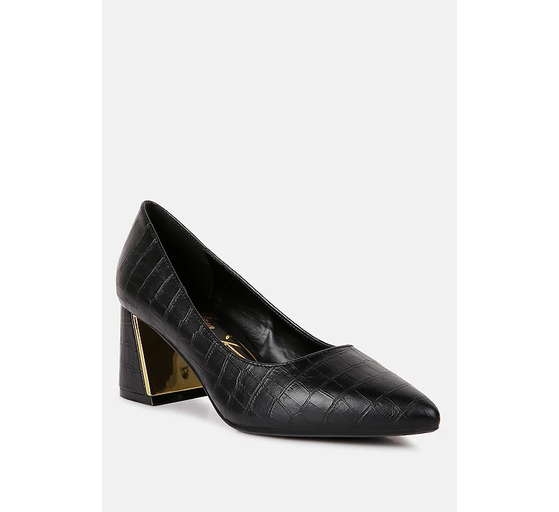 emersyn croc block heel pump