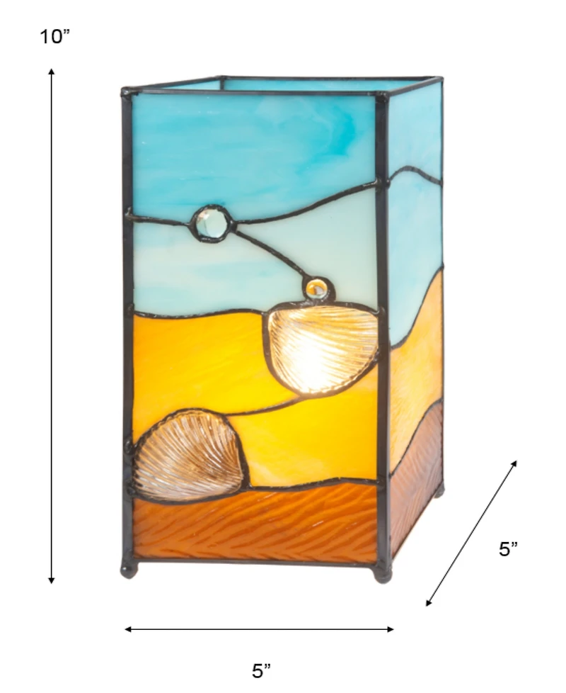 Dale Tiffany 10" Tall La Rochelle Handmade Genuine Stained Glass Shade with Jewels Uplight Accent Lamp