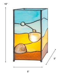 Dale Tiffany 10" Tall La Rochelle Handmade Genuine Stained Glass Shade with Jewels Uplight Accent Lamp