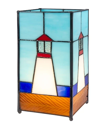Dale Tiffany 10" Tall Lighthouse Tiffany Handmade Genuine Stained Glass Shade Uplight Accent Lamp