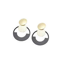 Sohi Women's Black Circular Drop Earrings