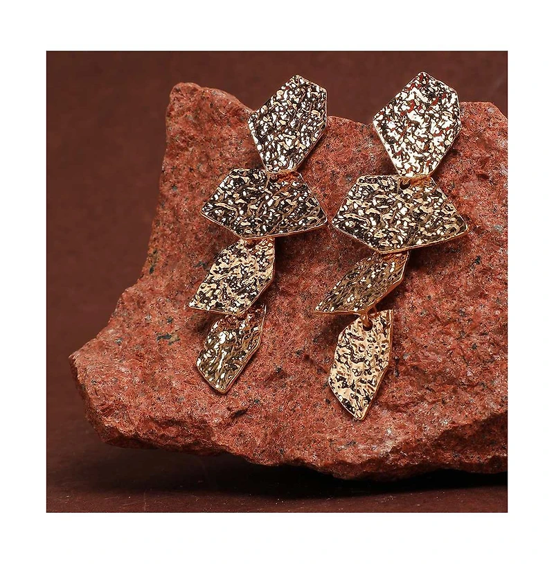 Sohi Women's Gold Dented Drop Earrings
