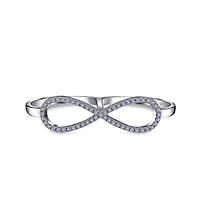 Bling Jewelry Boho Simple Large Pave Cubic Zirconia Fashion Statement Cz Infinity Two Finger Ring Sterling Silver