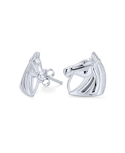 Bling Jewelry Cow Equestrian Thoroughbred Winner Horse-Head Stud Earrings Horseshoe Necklace Sterling Silver